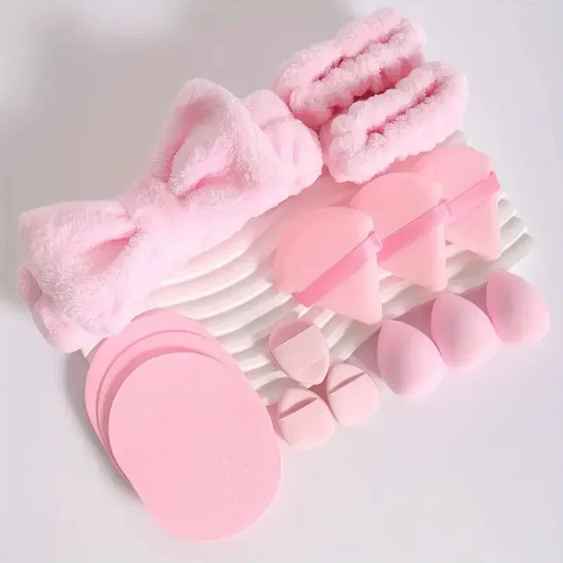 12/15Pcs Cosmetic Puff Makeup Sponge Blender Beauty Egg Foundation Sponges Puff Wash Face Headband Wristband Make Up Accessories