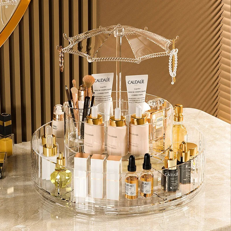 Rotatable Acrylic Cosmetic and Skin Care Organizer Make Up Organizer Transparent Desktop Organizers Cosmetic Organizers Box