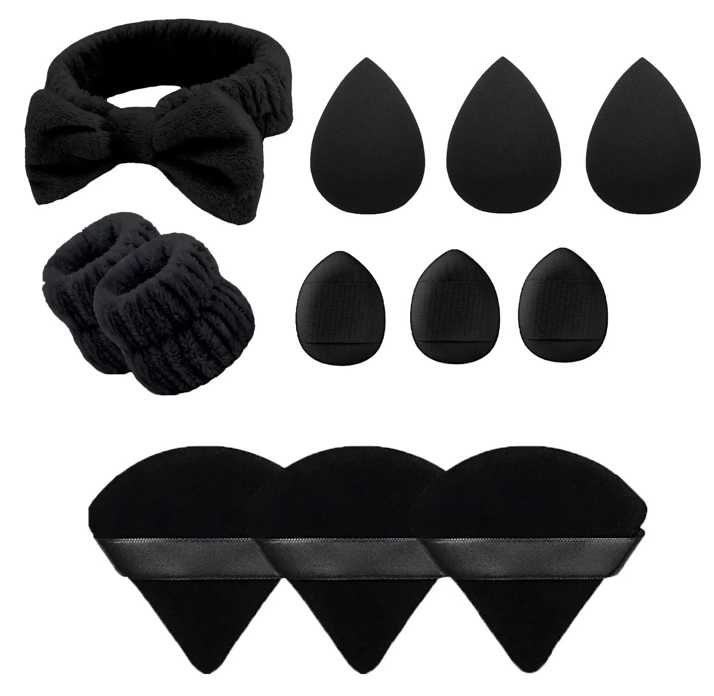 12/15Pcs Cosmetic Puff Makeup Sponge Blender Beauty Egg Foundation Sponges Puff Wash Face Headband Wristband Make Up Accessories