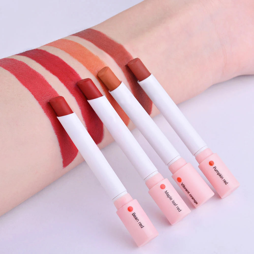 4 Colors/Set  Makeup Lipstick Cosmetics Lipstick Set Lip Tint Lip Gloss Waterproof Matte Long Lasting Make Up Pomade Red Orange