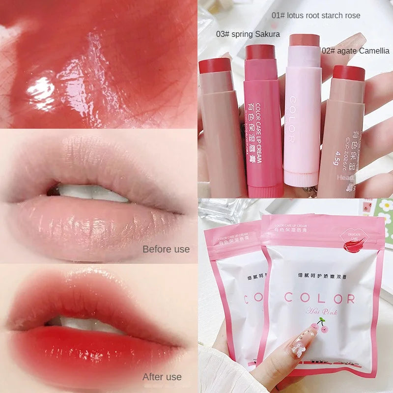 Colored Lip Balm Cute Moisturizing Lip Tint Long Lasting Waterproof Change Color Lipstick for Women Girls Lips Make Up Cosmetics