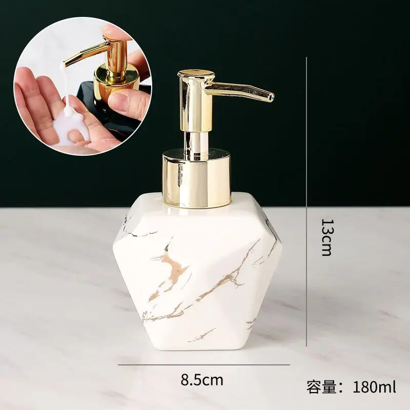 Marbling Emulsion Bottle High-grade Ceramic Soap Container Household Make-up Remover Shampoo Storage Bottle Bathroom Accessories