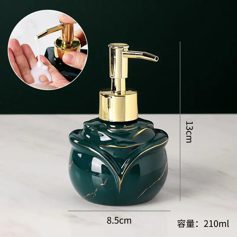 Marbling Emulsion Bottle High-grade Ceramic Soap Container Household Make-up Remover Shampoo Storage Bottle Bathroom Accessories