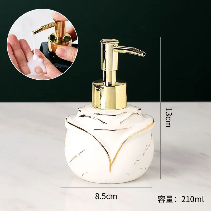 Marbling Emulsion Bottle High-grade Ceramic Soap Container Household Make-up Remover Shampoo Storage Bottle Bathroom Accessories