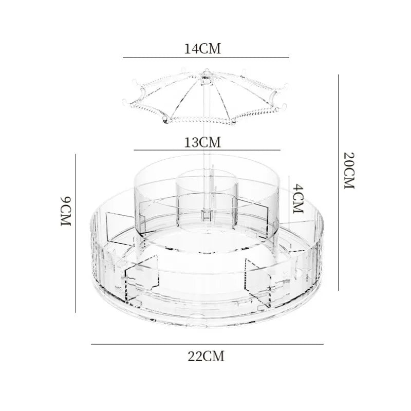 Rotatable Acrylic Cosmetic and Skin Care Organizer Make Up Organizer Transparent Desktop Organizers Cosmetic Organizers Box