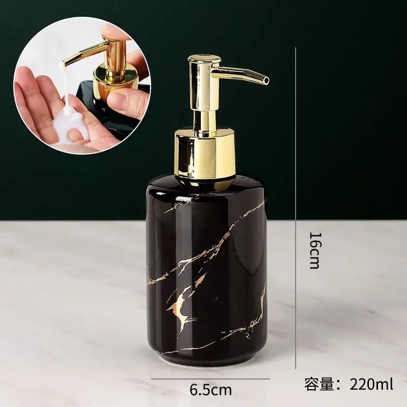 Marbling Emulsion Bottle High-grade Ceramic Soap Container Household Make-up Remover Shampoo Storage Bottle Bathroom Accessories